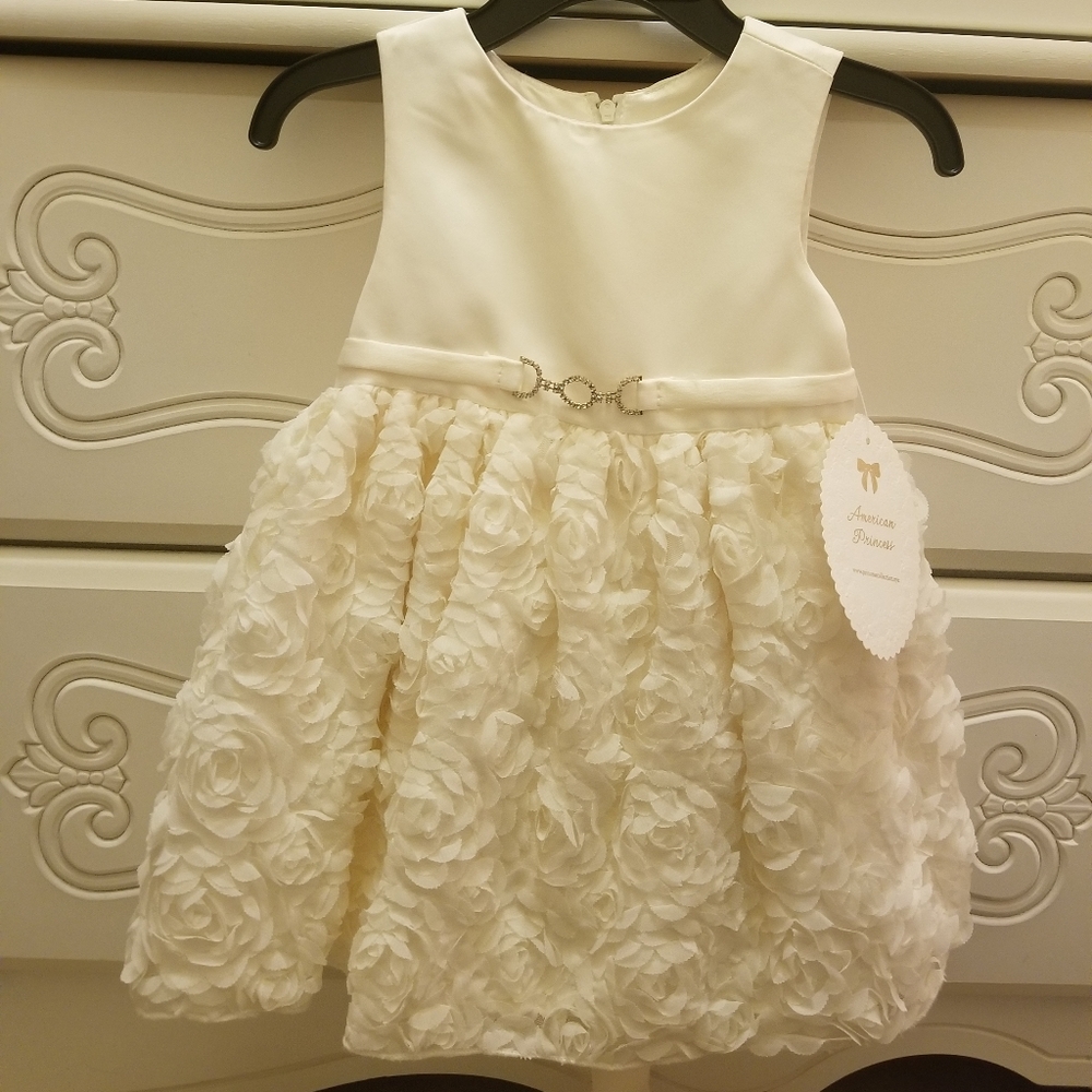 Ivory belted floral dress and bloomers